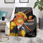 Greater Western Sydney Giants Blanket Orange Muscular Mascot Graphic - Abstract Paint Splatter Art