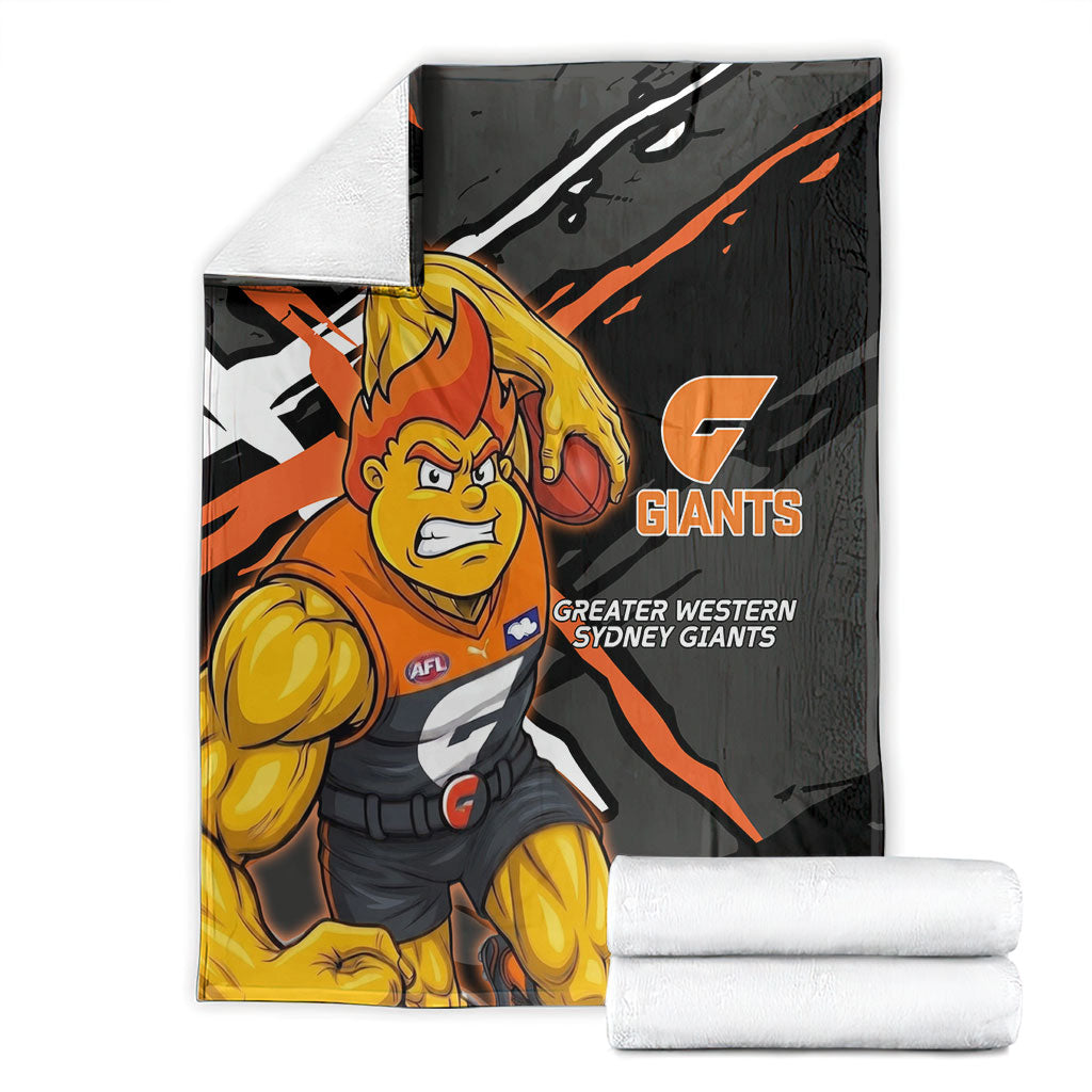 Greater Western Sydney Giants Blanket Orange Muscular Mascot Graphic - Abstract Paint Splatter Art
