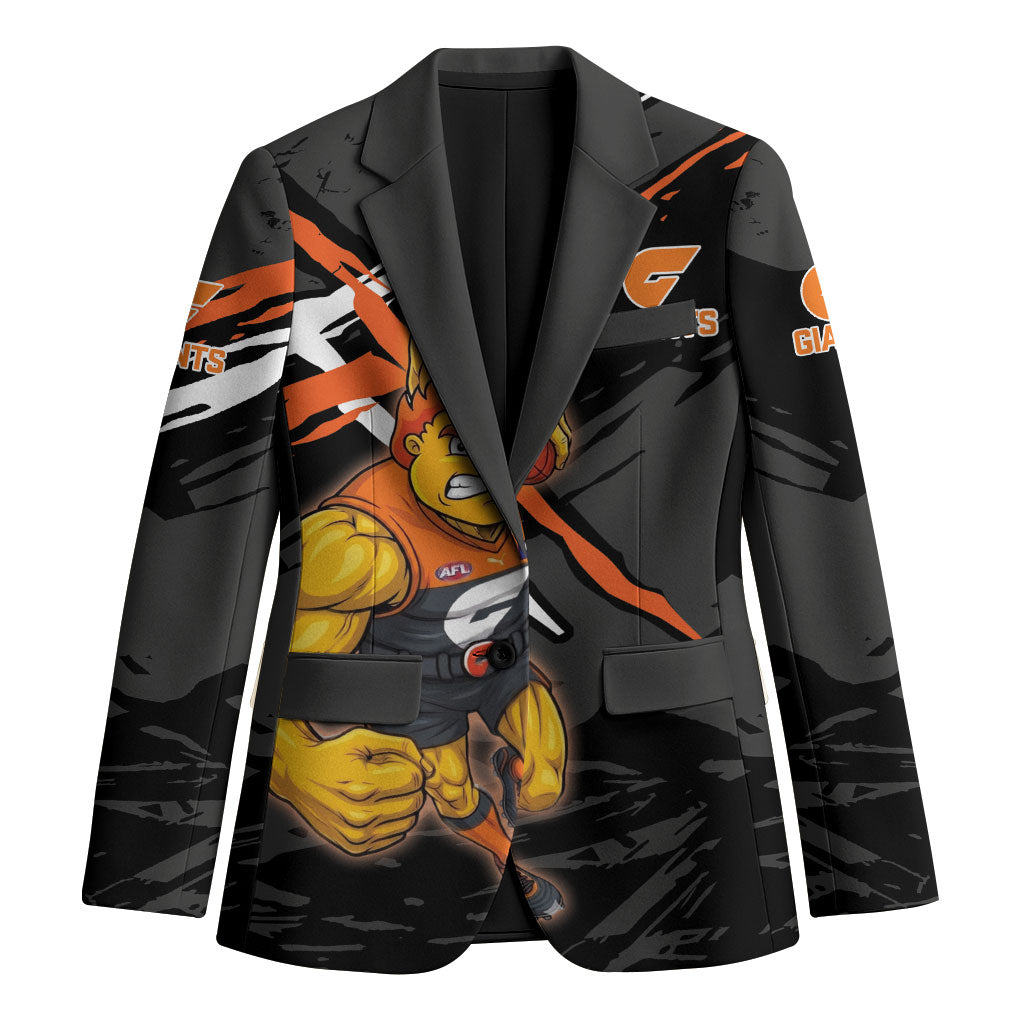 Greater Western Sydney Giants Blazer Orange Muscular Mascot Graphic - Abstract Paint Splatter Art