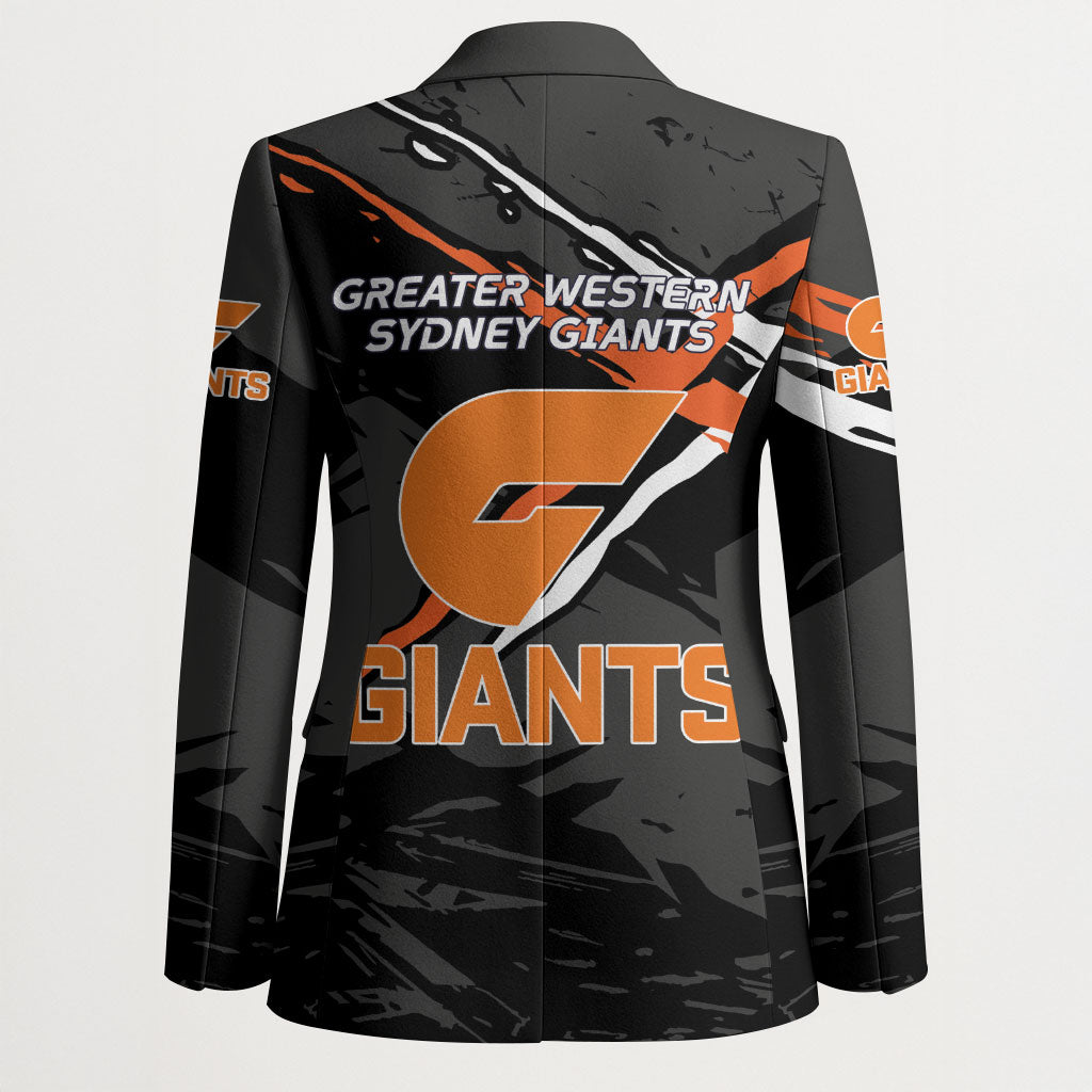 Greater Western Sydney Giants Blazer Orange Muscular Mascot Graphic - Abstract Paint Splatter Art