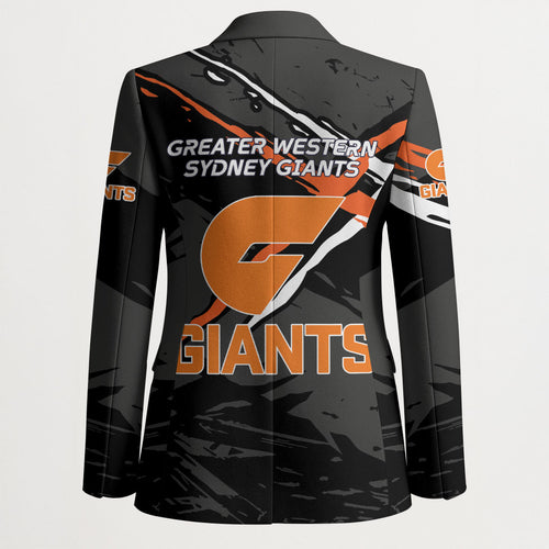 Greater Western Sydney Giants Blazer Orange Muscular Mascot Graphic - Abstract Paint Splatter Art