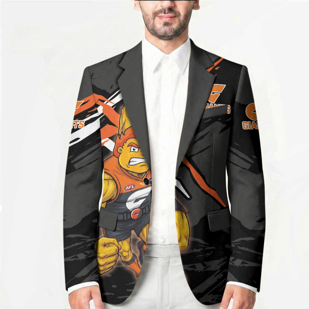 Greater Western Sydney Giants Blazer Orange Muscular Mascot Graphic - Abstract Paint Splatter Art