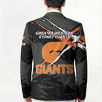 Greater Western Sydney Giants Blazer Orange Muscular Mascot Graphic - Abstract Paint Splatter Art