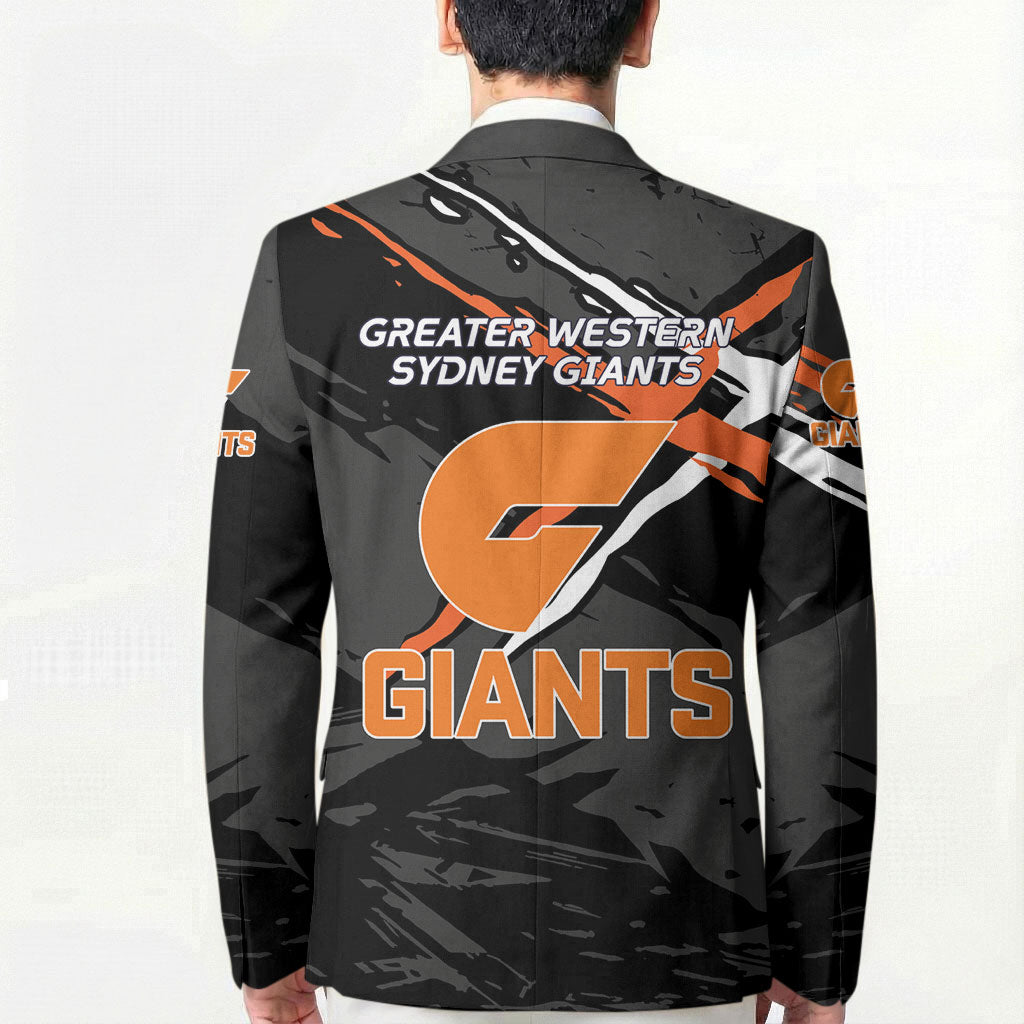 Greater Western Sydney Giants Blazer Orange Muscular Mascot Graphic - Abstract Paint Splatter Art