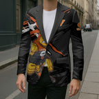 Greater Western Sydney Giants Blazer Orange Muscular Mascot Graphic - Abstract Paint Splatter Art