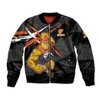Greater Western Sydney Giants Bomber Jacket Orange Muscular Mascot Graphic - Abstract Paint Splatter Art
