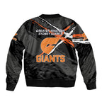 Greater Western Sydney Giants Bomber Jacket Orange Muscular Mascot Graphic - Abstract Paint Splatter Art