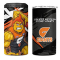 Greater Western Sydney Giants 4 in 1 Can Cooler Tumbler Orange Muscular Mascot Graphic - Abstract Paint Splatter Art