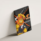 Greater Western Sydney Giants Canvas Wall Art Orange Muscular Mascot Graphic - Abstract Paint Splatter Art
