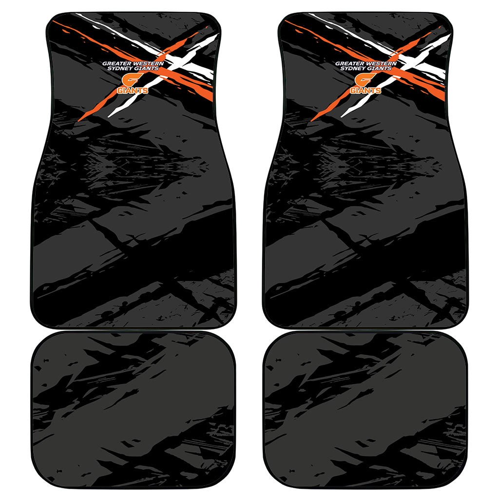 Greater Western Sydney Giants Car Mats Orange Muscular Mascot Graphic - Abstract Paint Splatter Art