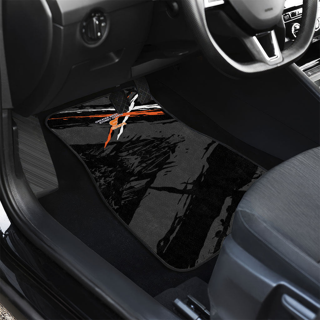 Greater Western Sydney Giants Car Mats Orange Muscular Mascot Graphic - Abstract Paint Splatter Art