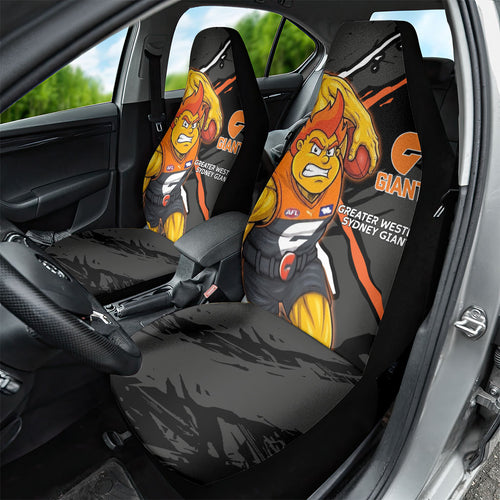 Greater Western Sydney Giants Car Seat Cover Orange Muscular Mascot Graphic - Abstract Paint Splatter Art