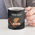 Greater Western Sydney Giants Ceramic Mug Orange Muscular Mascot Graphic - Abstract Paint Splatter Art