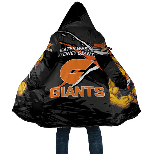 Greater Western Sydney Giants Cloak Orange Muscular Mascot Graphic - Abstract Paint Splatter Art