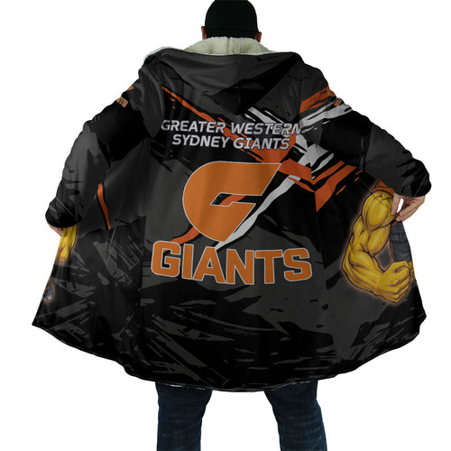 Greater Western Sydney Giants Cloak Orange Muscular Mascot Graphic - Abstract Paint Splatter Art