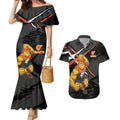 Greater Western Sydney Giants Couples Matching Mermaid Dress and Hawaiian Shirt Orange Muscular Mascot Graphic - Abstract Paint Splatter Art