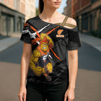 Greater Western Sydney Giants Cross Shoulder Shirt Orange Muscular Mascot Graphic - Abstract Paint Splatter Art