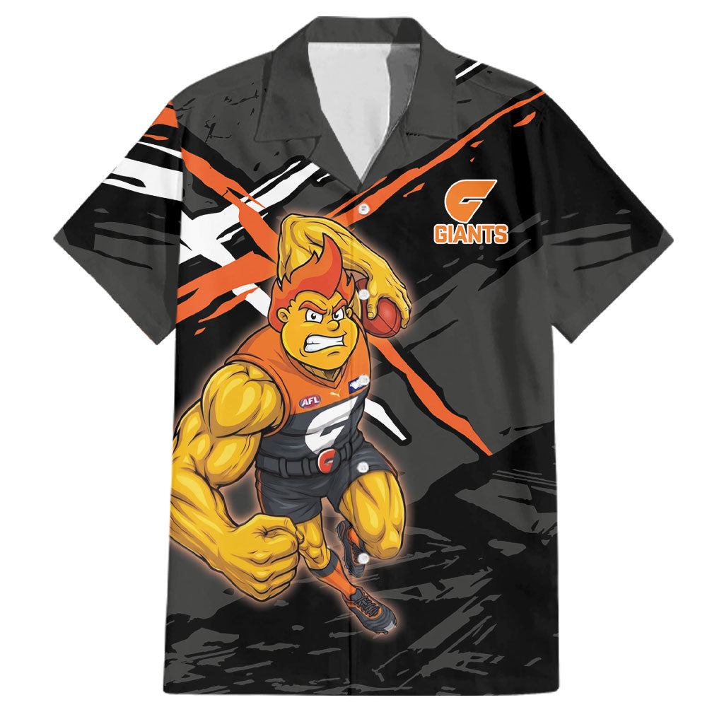 Greater Western Sydney Giants Family Matching Off Shoulder Maxi Dress and Hawaiian Shirt Orange Muscular Mascot Graphic - Abstract Paint Splatter Art