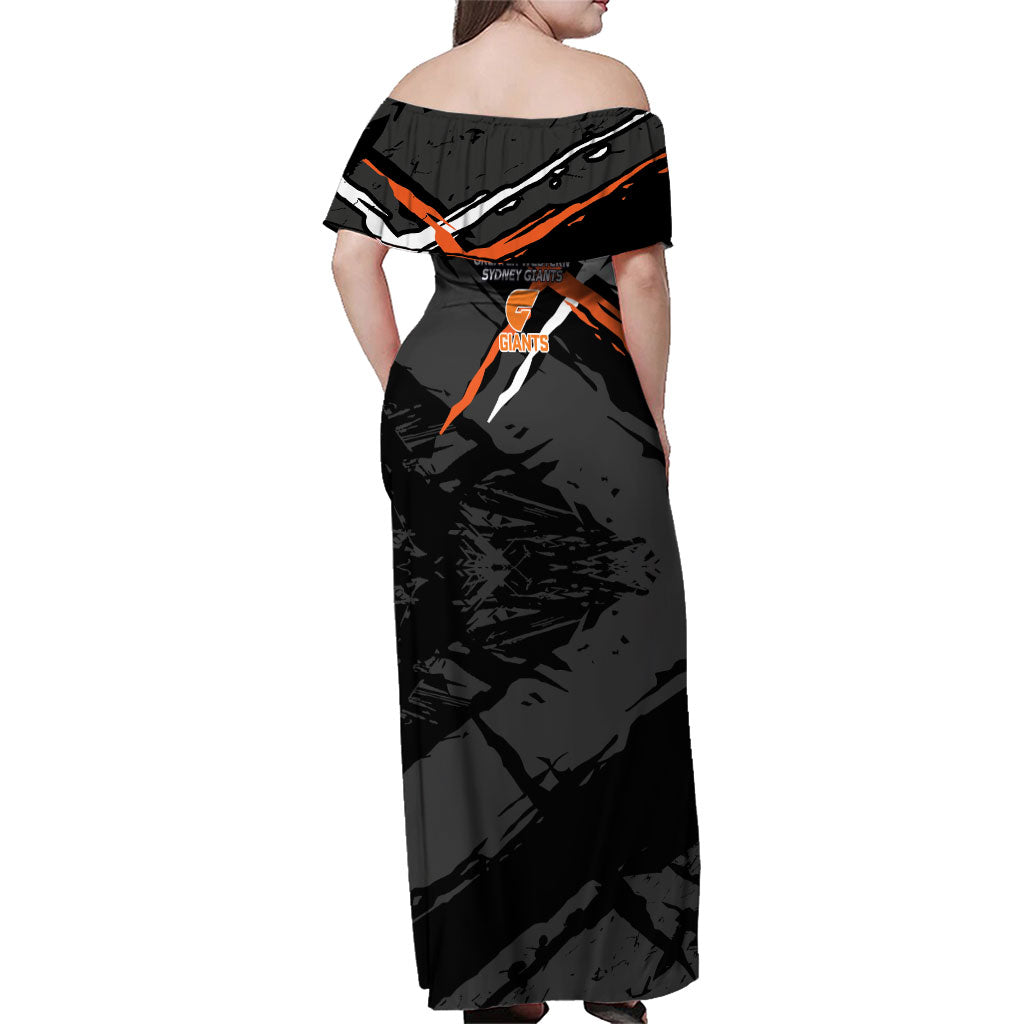 Greater Western Sydney Giants Family Matching Off Shoulder Maxi Dress and Hawaiian Shirt Orange Muscular Mascot Graphic - Abstract Paint Splatter Art
