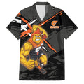 Greater Western Sydney Giants Family Matching Off Shoulder Short Dress and Hawaiian Shirt Orange Muscular Mascot Graphic - Abstract Paint Splatter Art