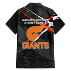 Greater Western Sydney Giants Family Matching Off Shoulder Short Dress and Hawaiian Shirt Orange Muscular Mascot Graphic - Abstract Paint Splatter Art