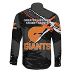 Greater Western Sydney Giants Family Matching Off Shoulder Short Dress and Hawaiian Shirt Orange Muscular Mascot Graphic - Abstract Paint Splatter Art