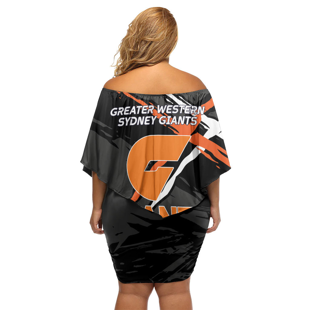 Greater Western Sydney Giants Family Matching Off Shoulder Short Dress and Hawaiian Shirt Orange Muscular Mascot Graphic - Abstract Paint Splatter Art