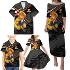 Greater Western Sydney Giants Family Matching Puletasi and Hawaiian Shirt Orange Muscular Mascot Graphic - Abstract Paint Splatter Art
