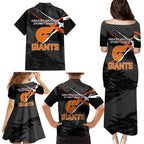 Greater Western Sydney Giants Family Matching Puletasi and Hawaiian Shirt Orange Muscular Mascot Graphic - Abstract Paint Splatter Art