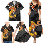 Greater Western Sydney Giants Family Matching Summer Maxi Dress and Hawaiian Shirt Orange Muscular Mascot Graphic - Abstract Paint Splatter Art