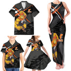 Greater Western Sydney Giants Family Matching Tank Maxi Dress and Hawaiian Shirt Orange Muscular Mascot Graphic - Abstract Paint Splatter Art