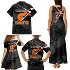 Greater Western Sydney Giants Family Matching Tank Maxi Dress and Hawaiian Shirt Orange Muscular Mascot Graphic - Abstract Paint Splatter Art