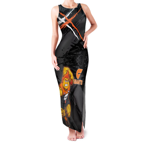 Greater Western Sydney Giants Family Matching Tank Maxi Dress and Hawaiian Shirt Orange Muscular Mascot Graphic - Abstract Paint Splatter Art