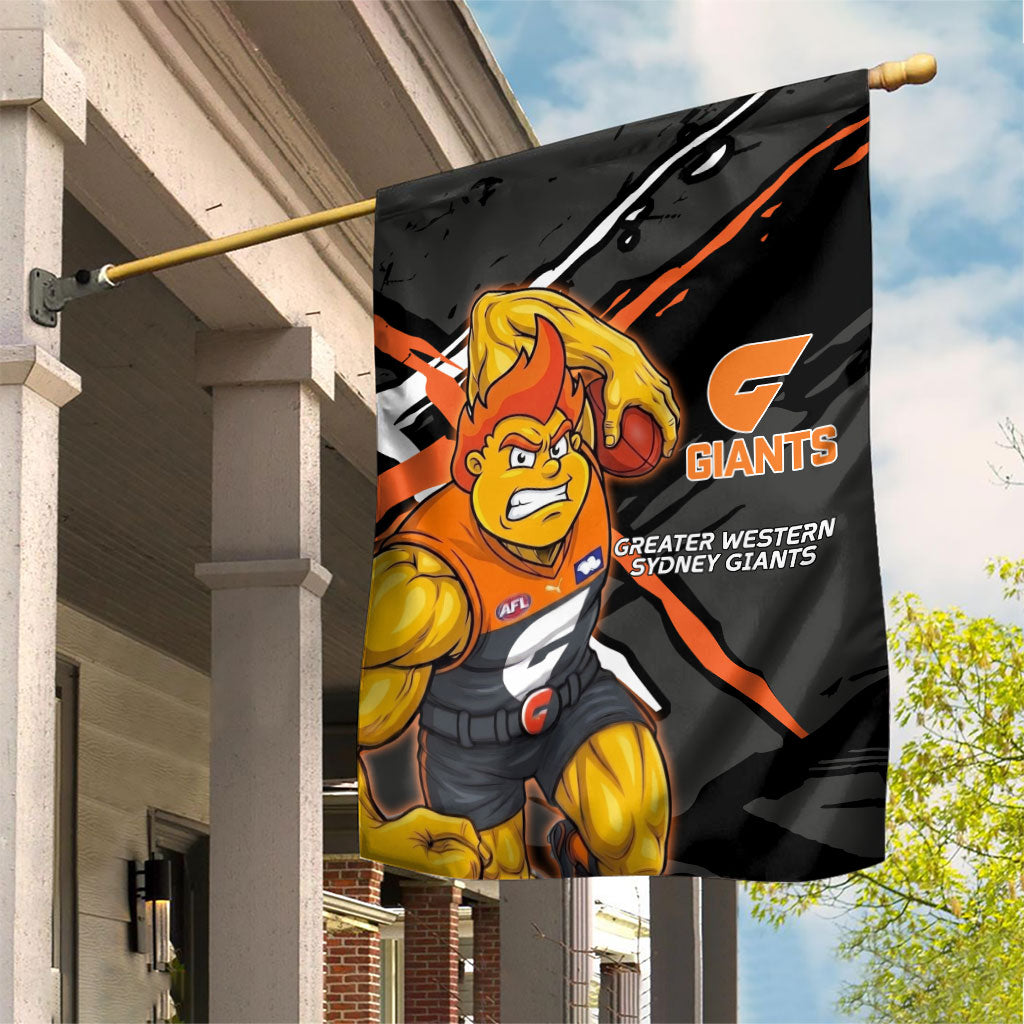 Greater Western Sydney Giants Garden Flag Orange Muscular Mascot Graphic - Abstract Paint Splatter Art