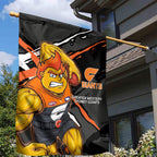 Greater Western Sydney Giants Garden Flag Orange Muscular Mascot Graphic - Abstract Paint Splatter Art