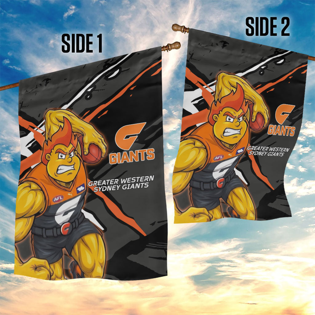 Greater Western Sydney Giants Garden Flag Orange Muscular Mascot Graphic - Abstract Paint Splatter Art
