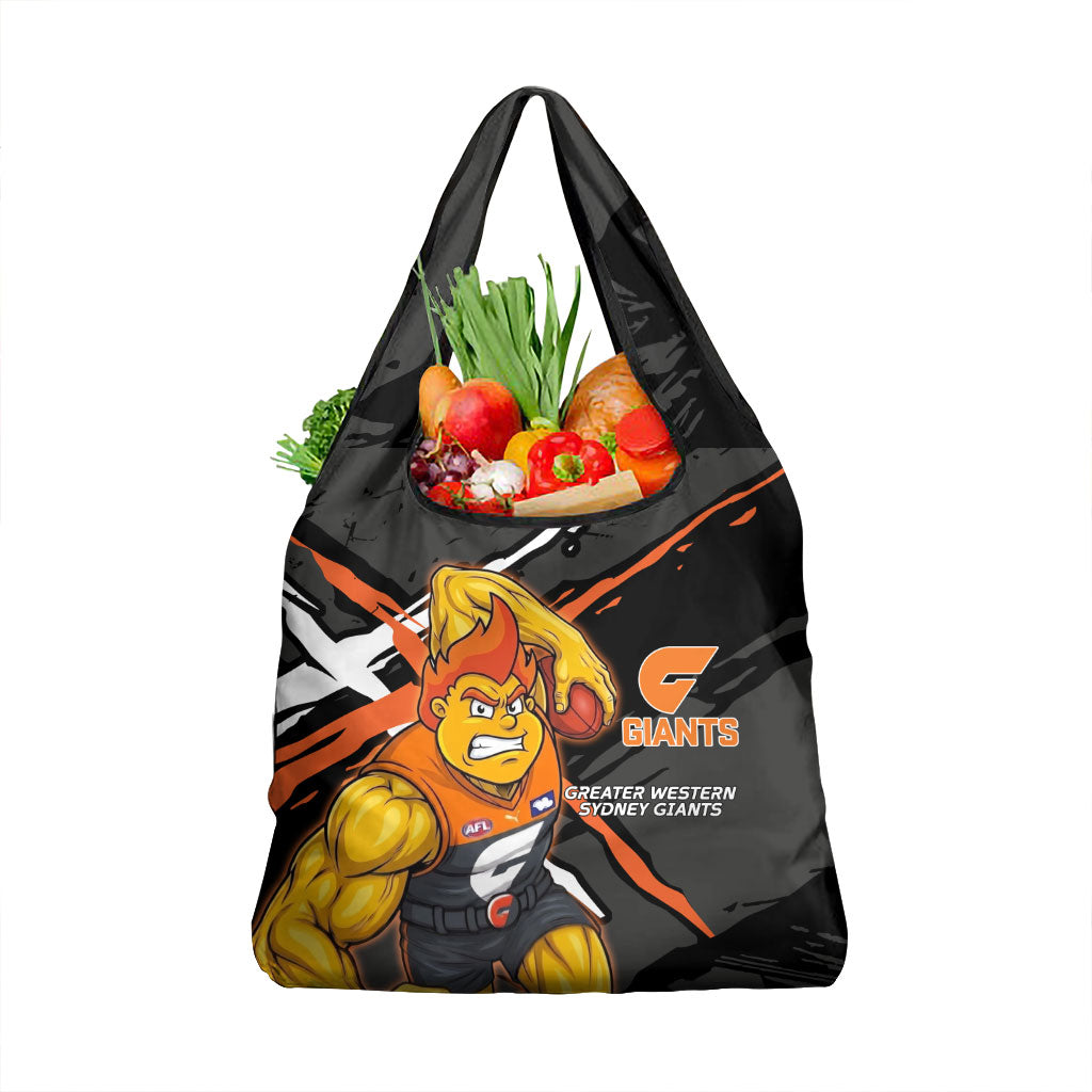 Greater Western Sydney Giants Grocery Bag Orange Muscular Mascot Graphic - Abstract Paint Splatter Art