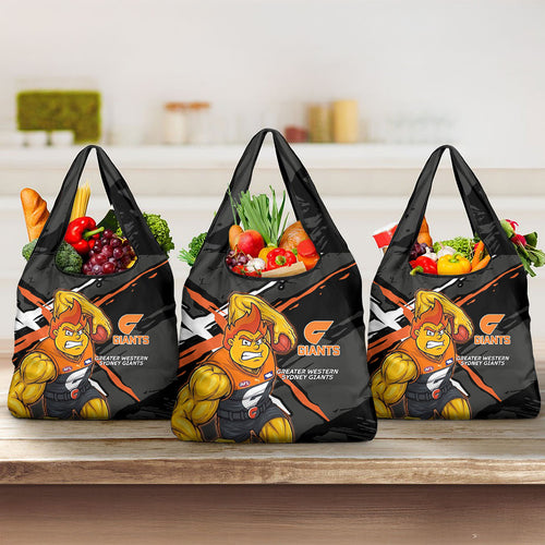 Greater Western Sydney Giants Grocery Bag Orange Muscular Mascot Graphic - Abstract Paint Splatter Art