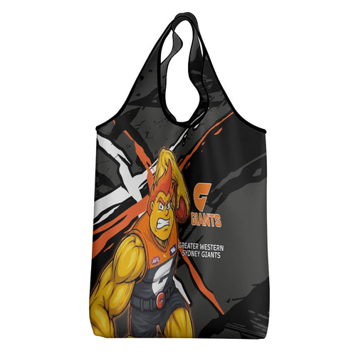 Greater Western Sydney Giants Grocery Bag Orange Muscular Mascot Graphic - Abstract Paint Splatter Art