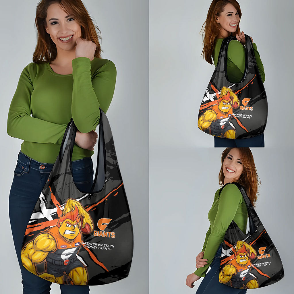 Greater Western Sydney Giants Grocery Bag Orange Muscular Mascot Graphic - Abstract Paint Splatter Art