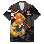 Greater Western Sydney Giants Hawaiian Shirt Orange Muscular Mascot Graphic - Abstract Paint Splatter Art