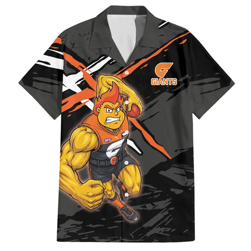 Greater Western Sydney Giants Hawaiian Shirt Orange Muscular Mascot Graphic - Abstract Paint Splatter Art