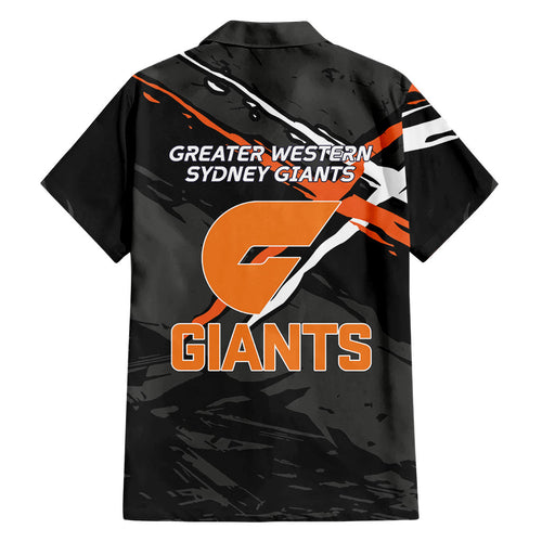 Greater Western Sydney Giants Hawaiian Shirt Orange Muscular Mascot Graphic - Abstract Paint Splatter Art