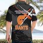 Greater Western Sydney Giants Hawaiian Shirt Orange Muscular Mascot Graphic - Abstract Paint Splatter Art