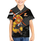 Greater Western Sydney Giants Hawaiian Shirt Orange Muscular Mascot Graphic - Abstract Paint Splatter Art