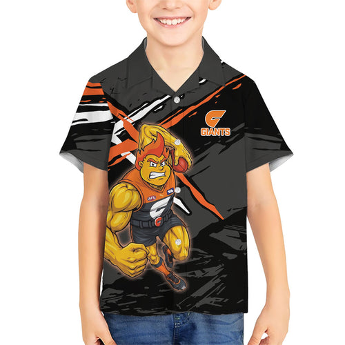 Greater Western Sydney Giants Hawaiian Shirt Orange Muscular Mascot Graphic - Abstract Paint Splatter Art