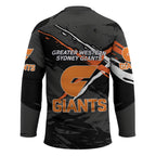 Greater Western Sydney Giants Hockey Jersey Orange Muscular Mascot Graphic - Abstract Paint Splatter Art