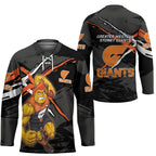 Greater Western Sydney Giants Hockey Jersey Orange Muscular Mascot Graphic - Abstract Paint Splatter Art