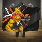 Greater Western Sydney Giants Hooded Blanket Orange Muscular Mascot Graphic - Abstract Paint Splatter Art