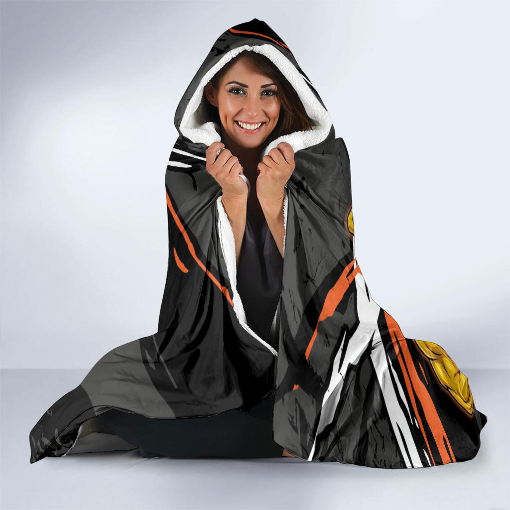 Greater Western Sydney Giants Hooded Blanket Orange Muscular Mascot Graphic - Abstract Paint Splatter Art